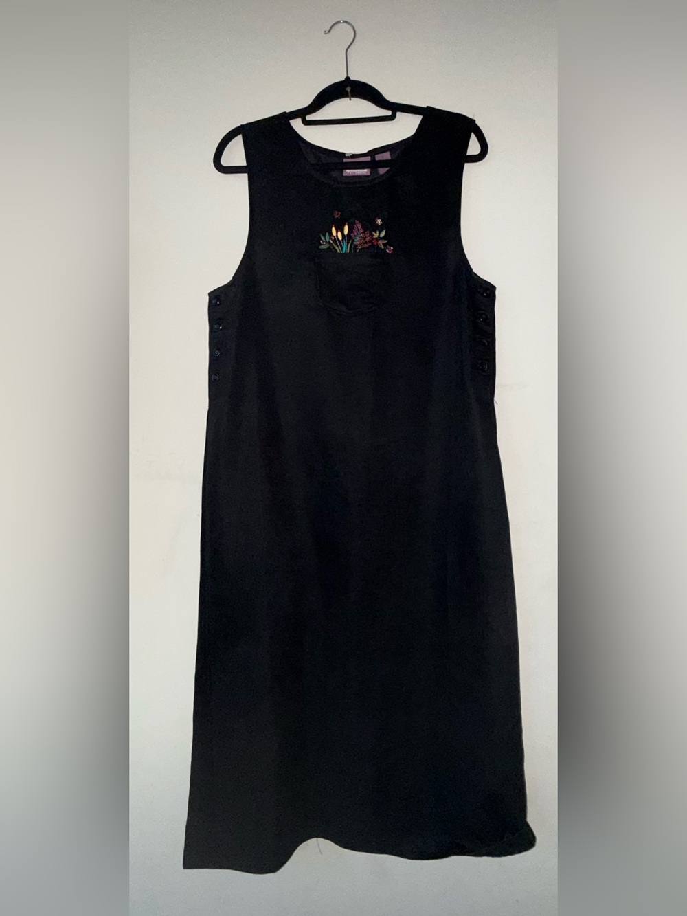 Premier International Black Rayon Tracher Embroidered Maxi Dress Size Medium